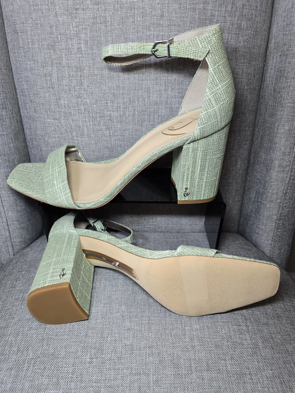 Sam Edelman Daniella Green Woven Shimmer Block Heel Sandals – Women’s 11 – NWOB